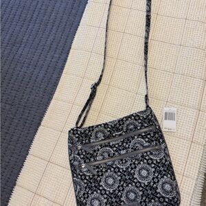 Vera Bradley Triple Zip Hipster Charcoal Medallion Crossbody Bag